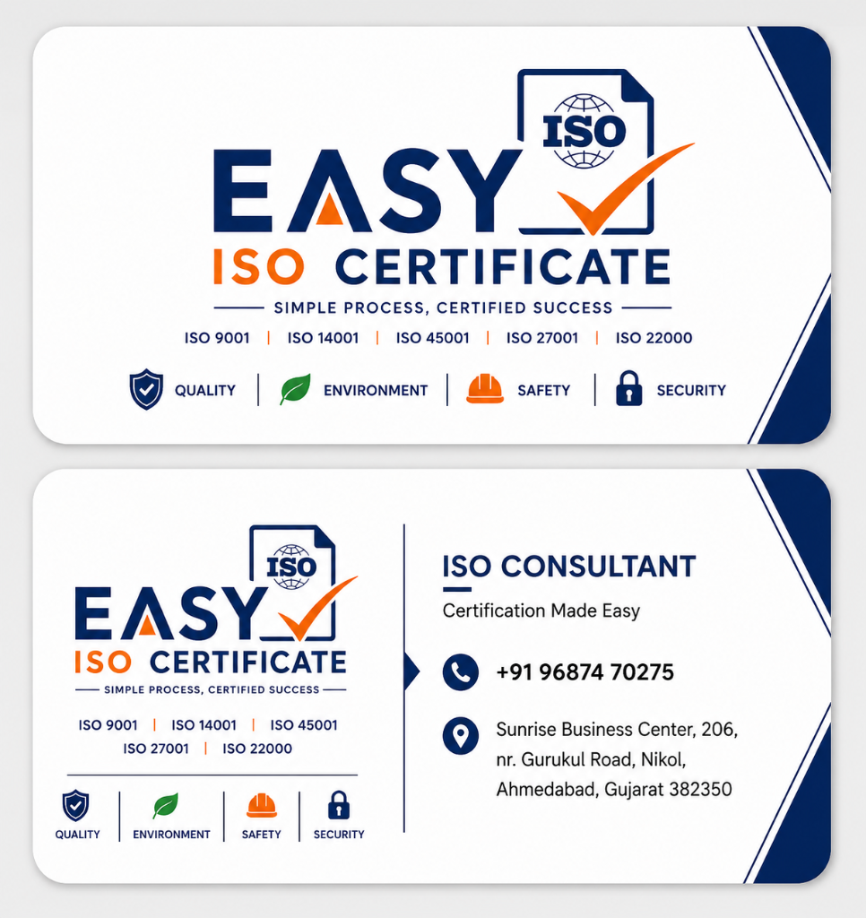 EASY ISO CERTIFICATE business card reference design